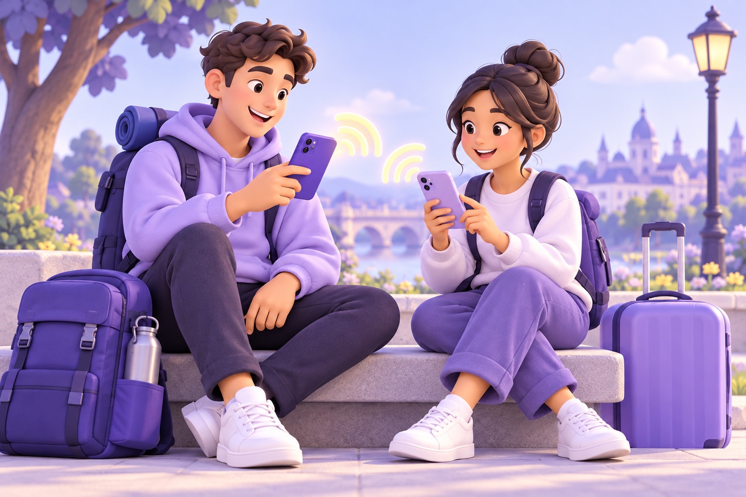 Two travellers sharing a connection